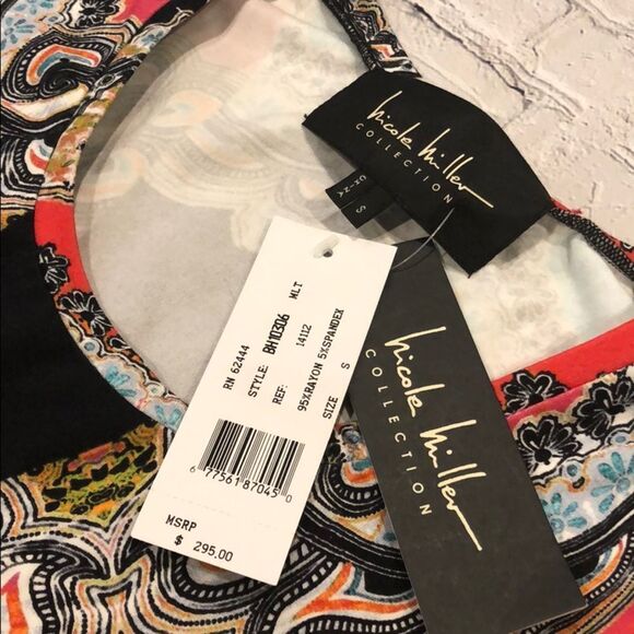 NWT Nicole Miller Printed Tiered Midi Dress - Picture 4 of 7